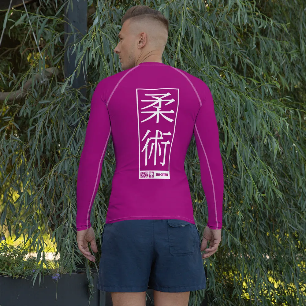 Mens Long Sleeve BJJ Rash Guard - Jiu-Jitsu 003 - Vivid Purple