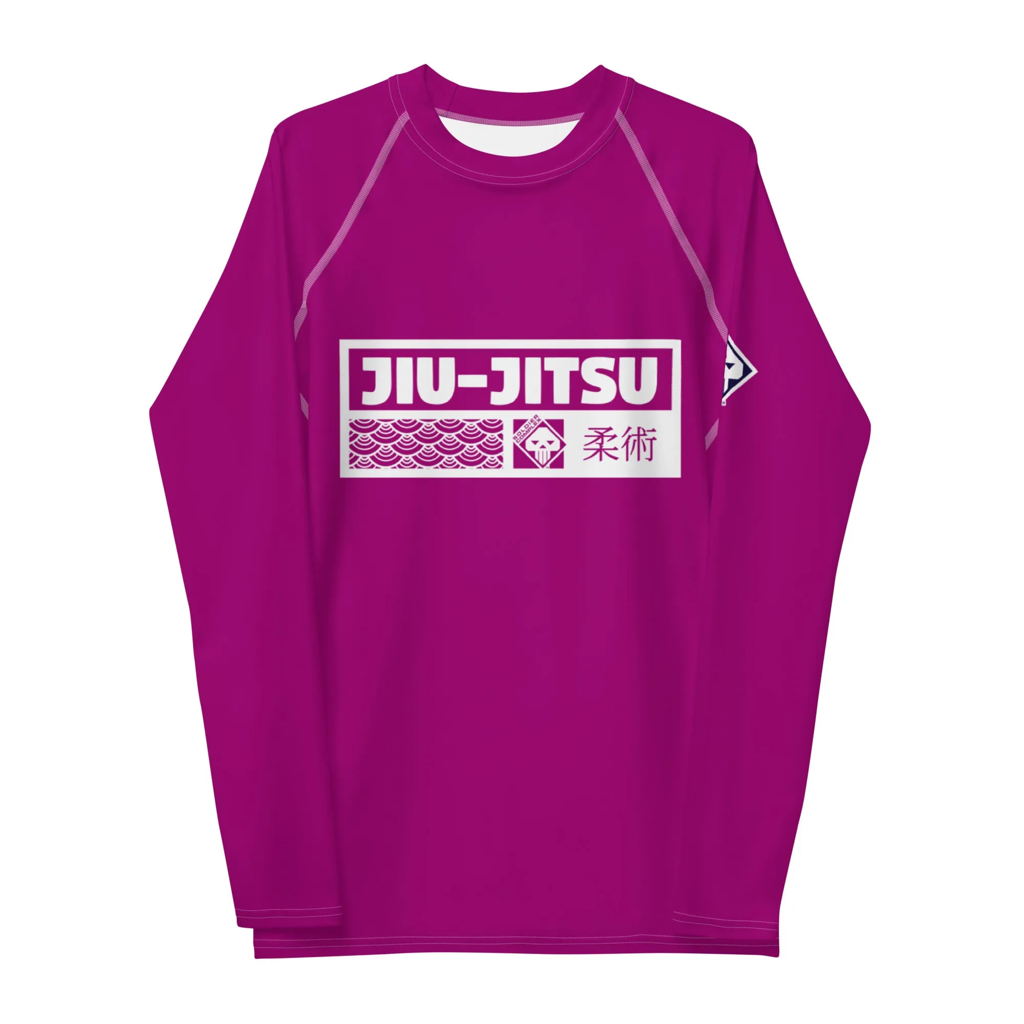 Mens Long Sleeve BJJ Rash Guard - Jiu-Jitsu 003 - Vivid Purple