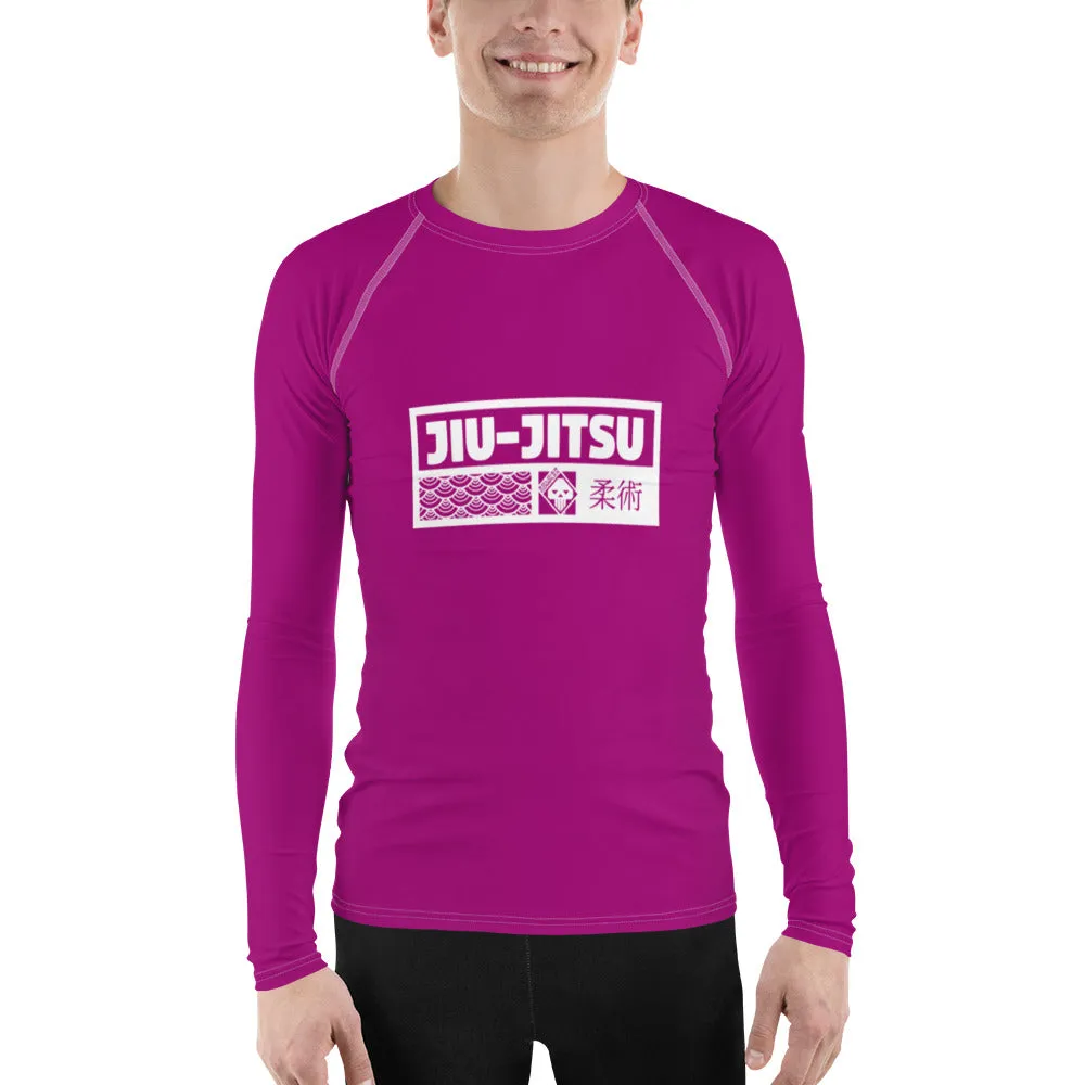 Mens Long Sleeve BJJ Rash Guard - Jiu-Jitsu 003 - Vivid Purple