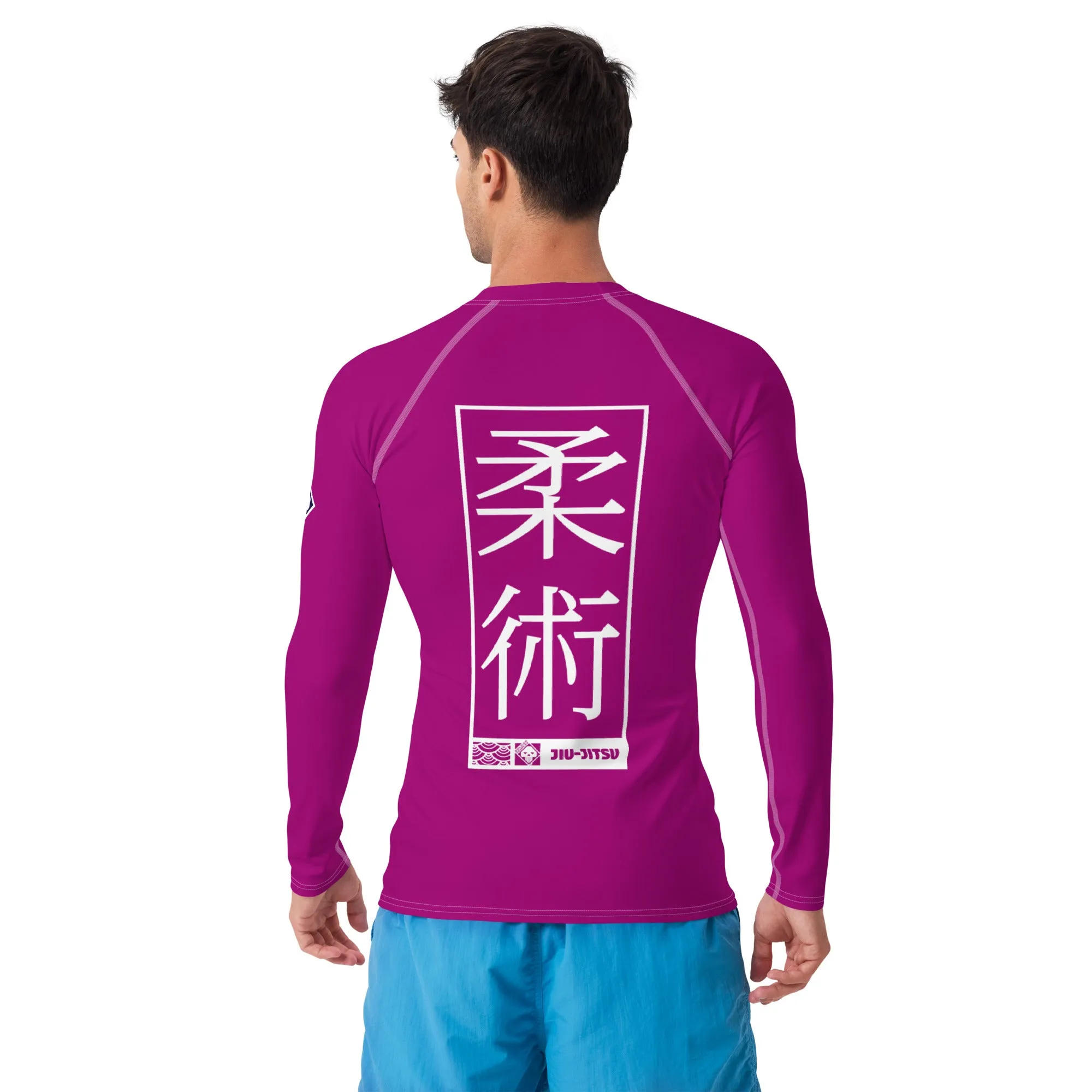 Mens Long Sleeve BJJ Rash Guard - Jiu-Jitsu 003 - Vivid Purple