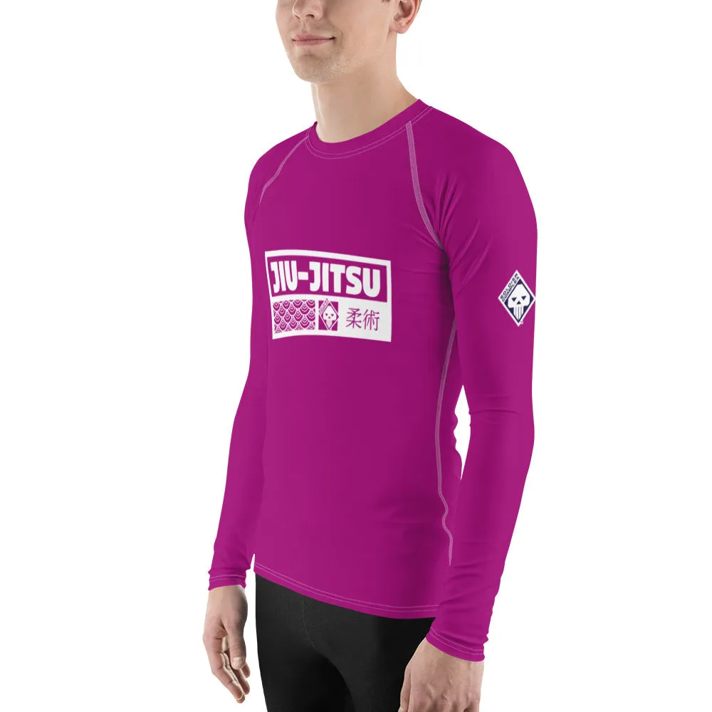 Mens Long Sleeve BJJ Rash Guard - Jiu-Jitsu 003 - Vivid Purple