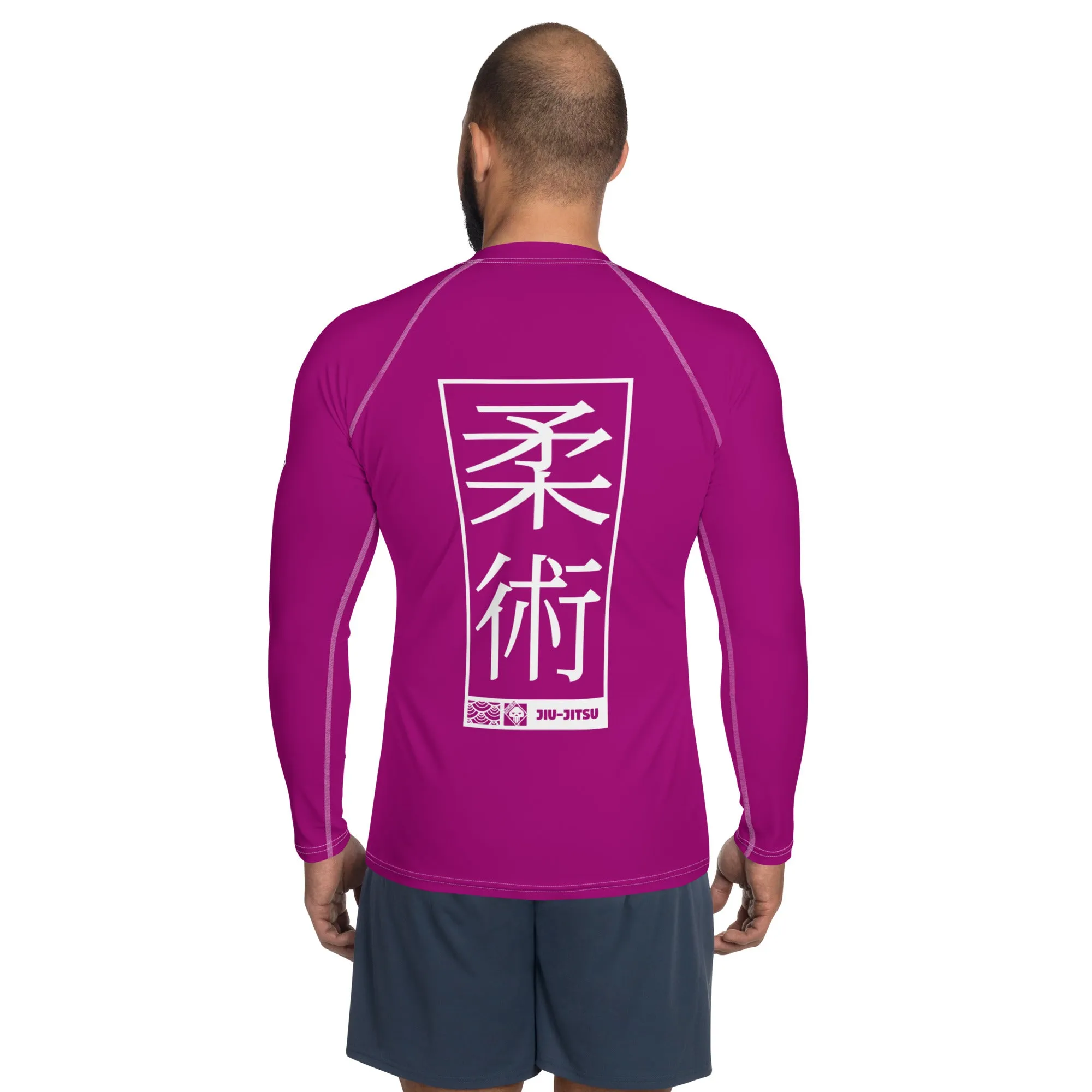 Mens Long Sleeve BJJ Rash Guard - Jiu-Jitsu 003 - Vivid Purple