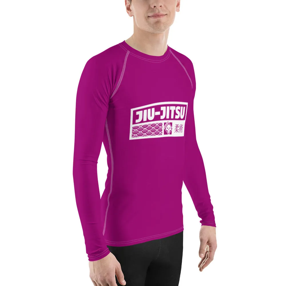 Mens Long Sleeve BJJ Rash Guard - Jiu-Jitsu 003 - Vivid Purple