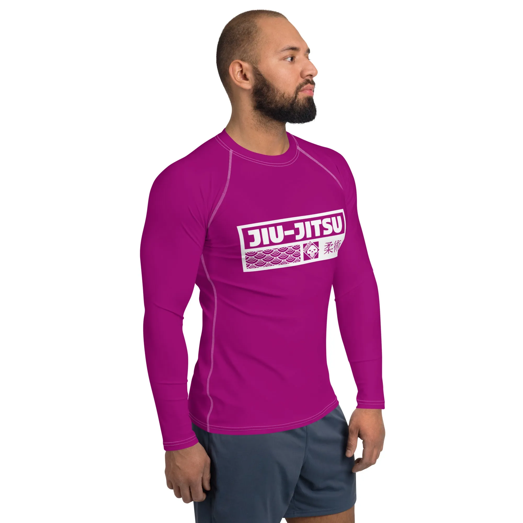 Mens Long Sleeve BJJ Rash Guard - Jiu-Jitsu 003 - Vivid Purple