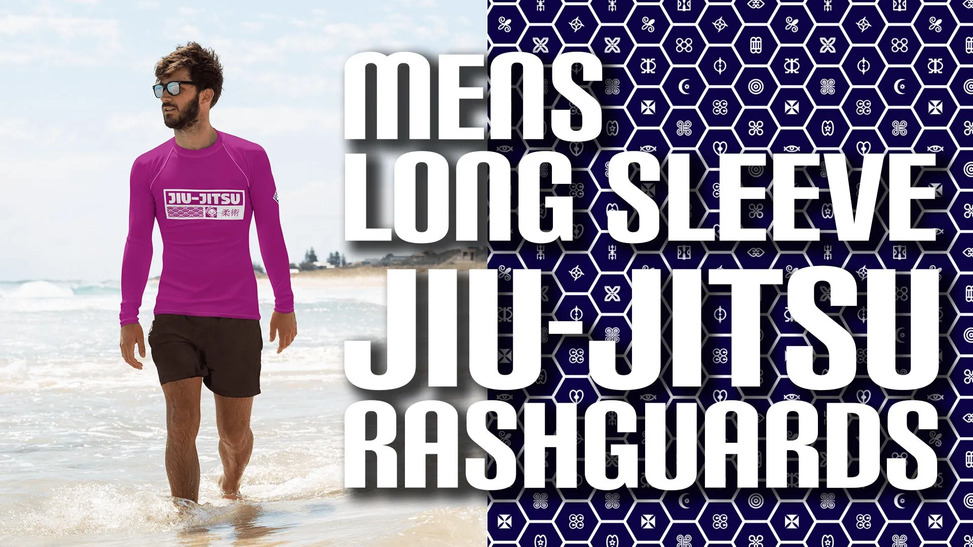 Mens Long Sleeve BJJ Rash Guard - Jiu-Jitsu 003 - Vivid Purple