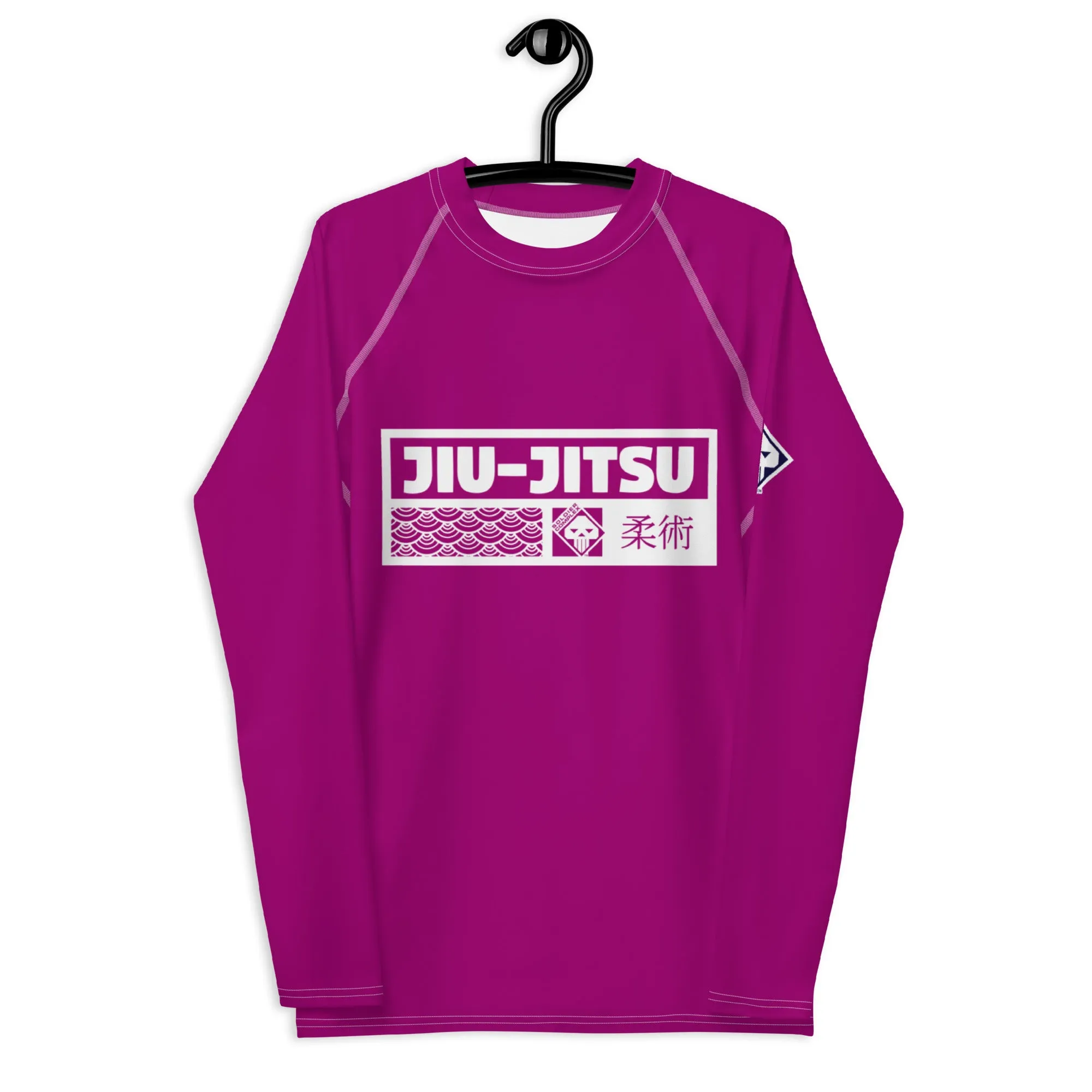 Mens Long Sleeve BJJ Rash Guard - Jiu-Jitsu 003 - Vivid Purple