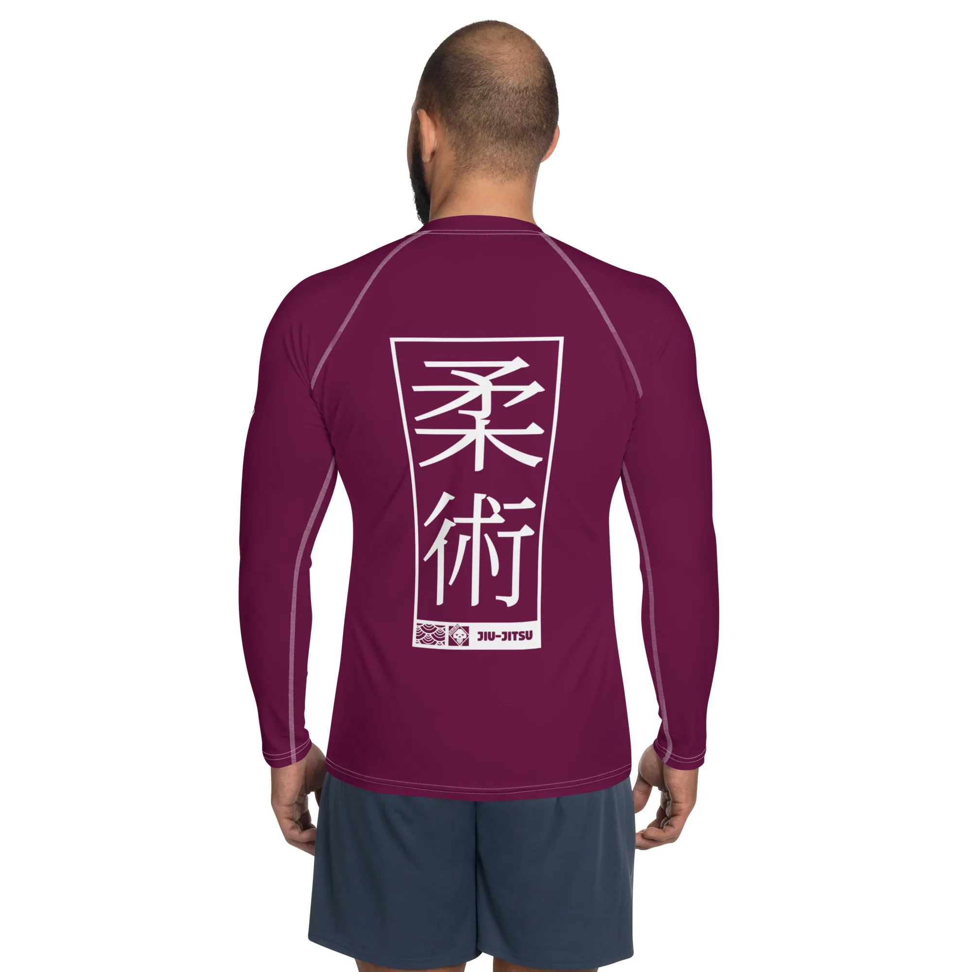 Mens Long Sleeve BJJ Rash Guard - Jiu-Jitsu 004 - Tyrian Purple