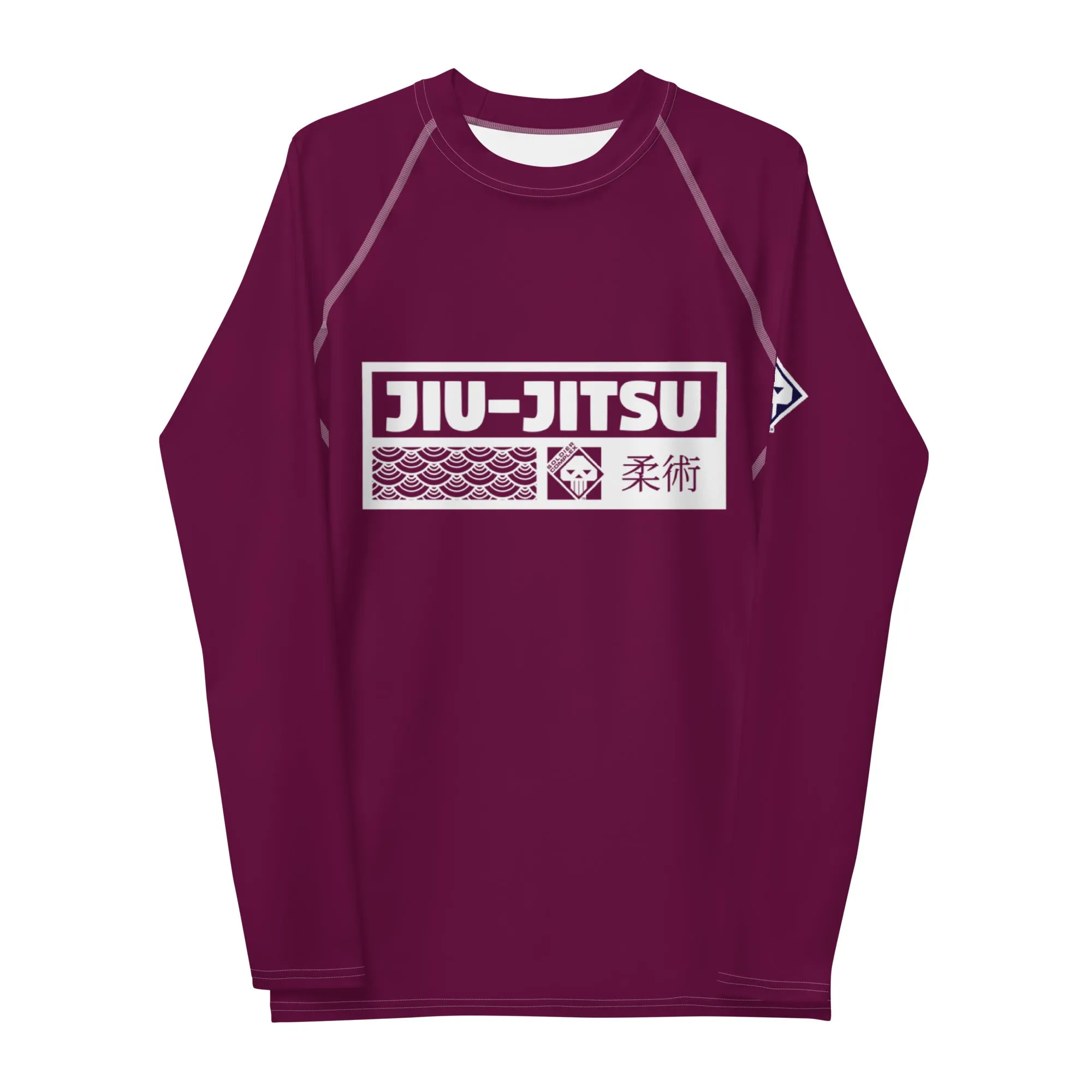 Mens Long Sleeve BJJ Rash Guard - Jiu-Jitsu 004 - Tyrian Purple