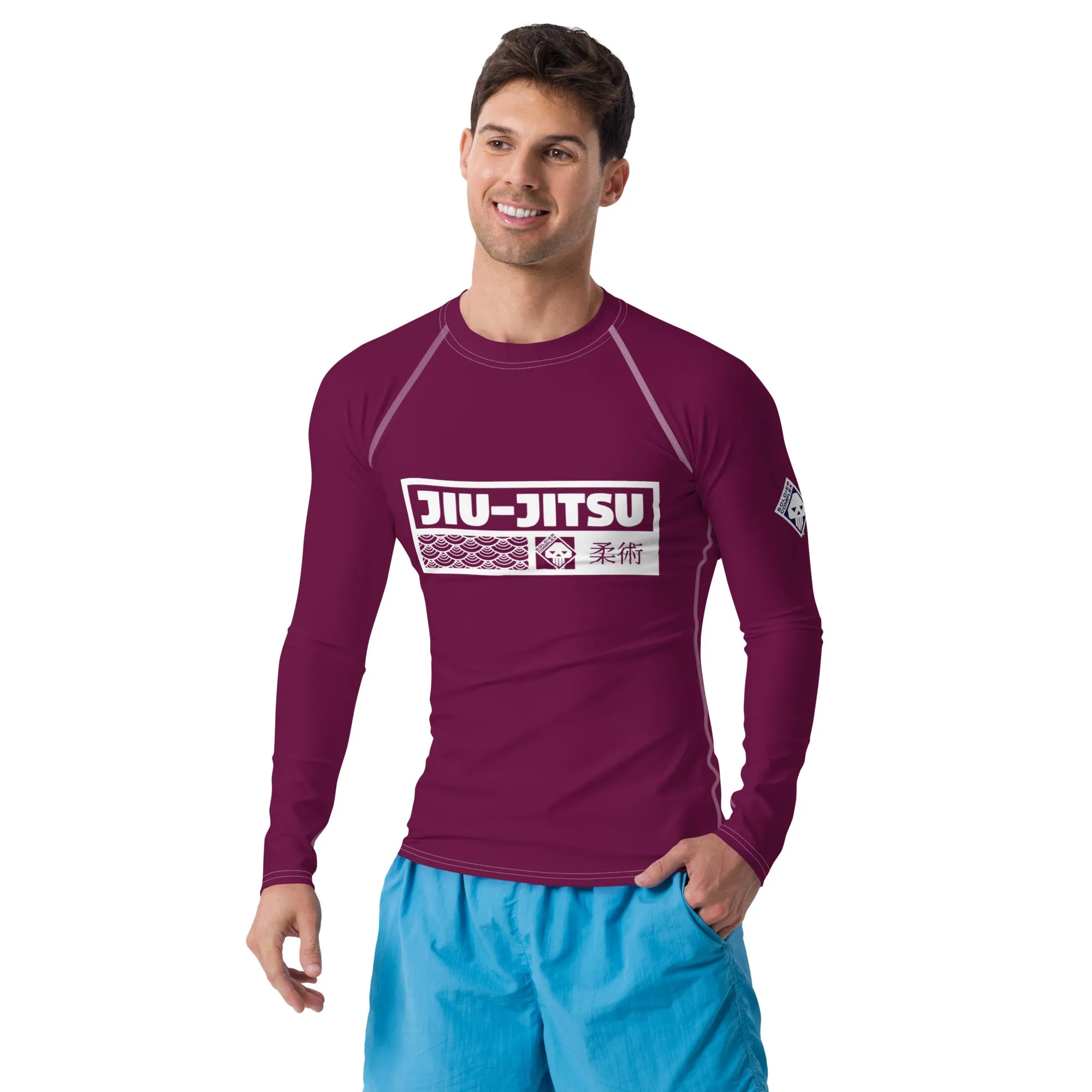 Mens Long Sleeve BJJ Rash Guard - Jiu-Jitsu 004 - Tyrian Purple