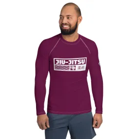 Mens Long Sleeve BJJ Rash Guard - Jiu-Jitsu 004 - Tyrian Purple