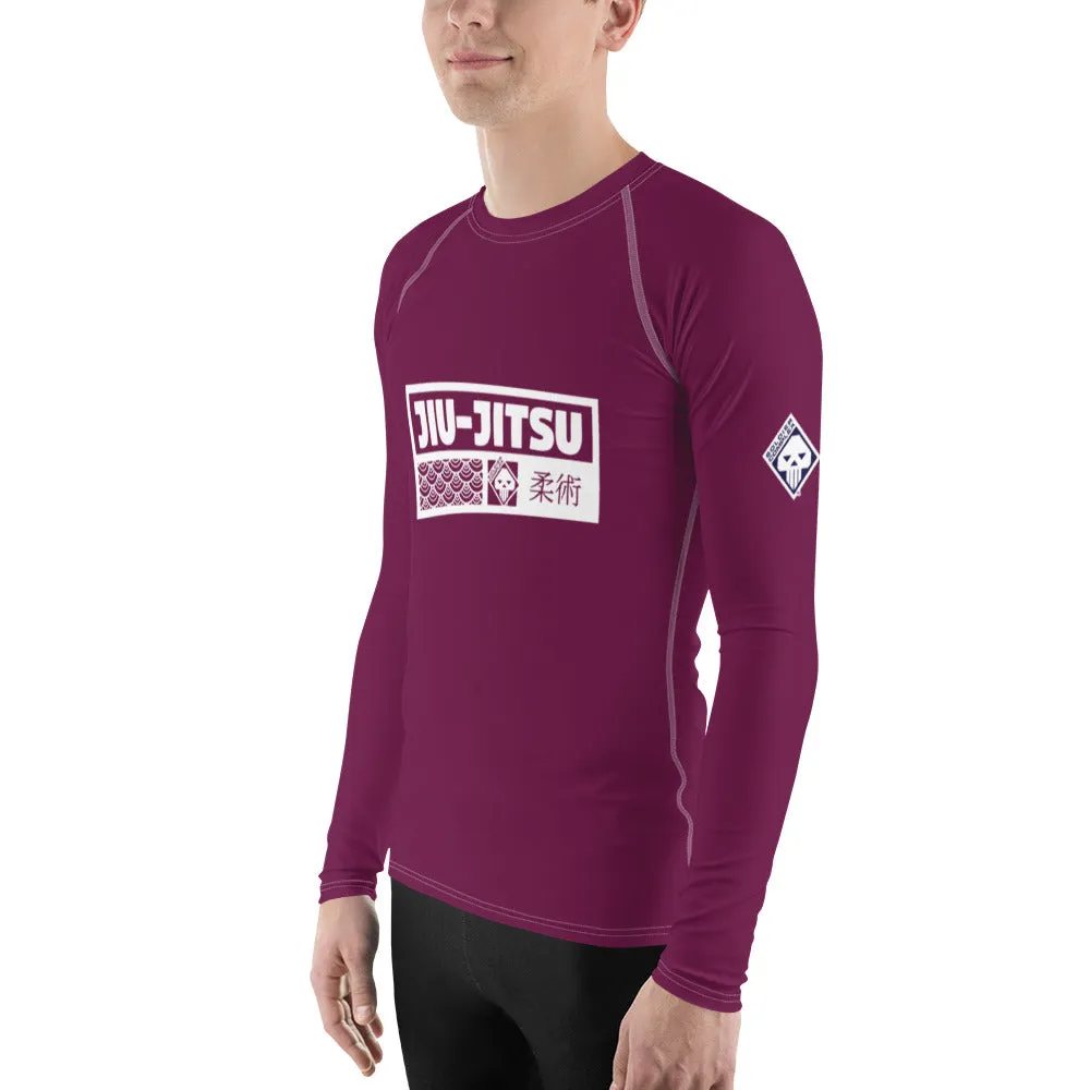 Mens Long Sleeve BJJ Rash Guard - Jiu-Jitsu 004 - Tyrian Purple