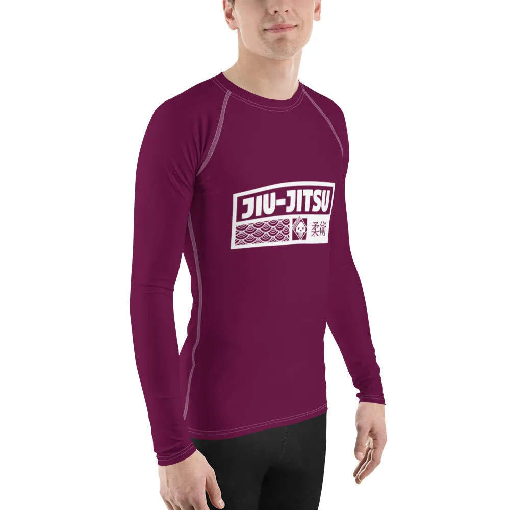 Mens Long Sleeve BJJ Rash Guard - Jiu-Jitsu 004 - Tyrian Purple