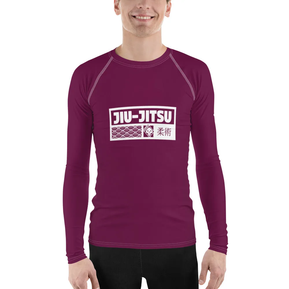 Mens Long Sleeve BJJ Rash Guard - Jiu-Jitsu 004 - Tyrian Purple