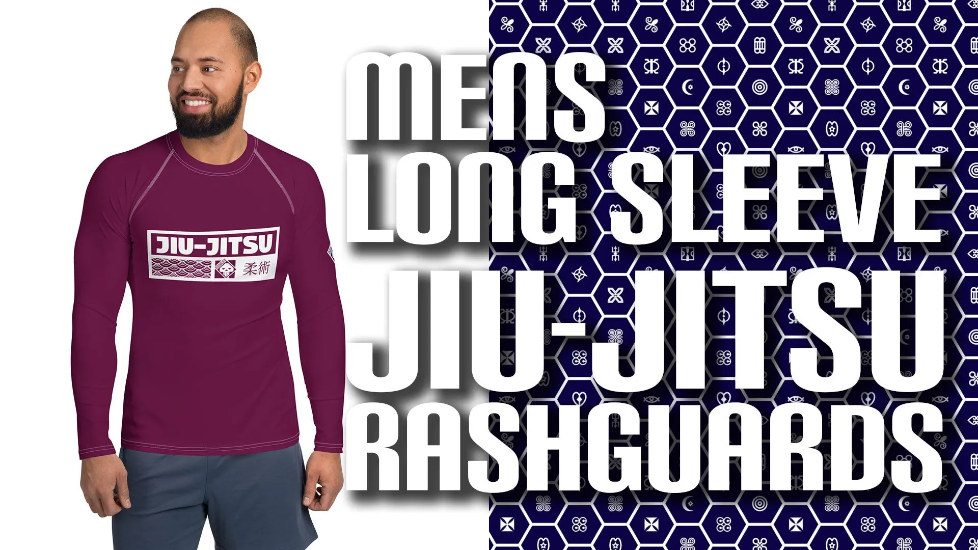 Mens Long Sleeve BJJ Rash Guard - Jiu-Jitsu 004 - Tyrian Purple