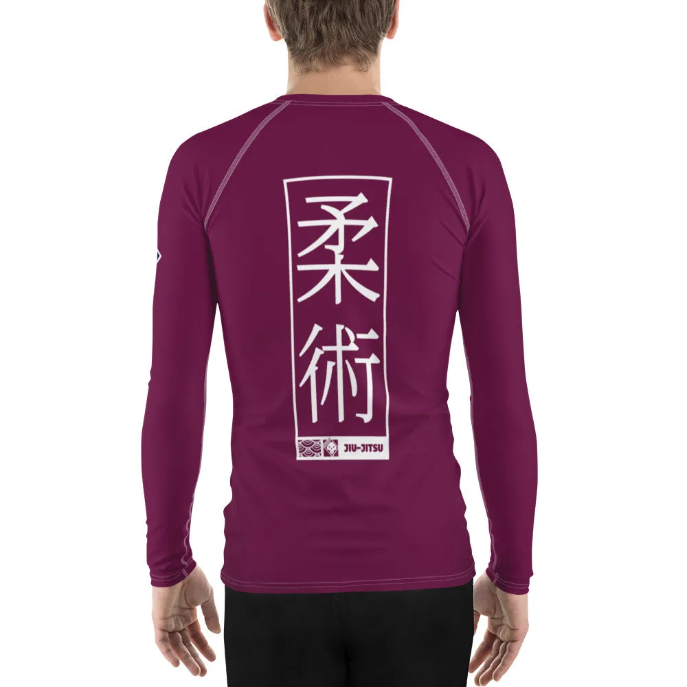 Mens Long Sleeve BJJ Rash Guard - Jiu-Jitsu 004 - Tyrian Purple