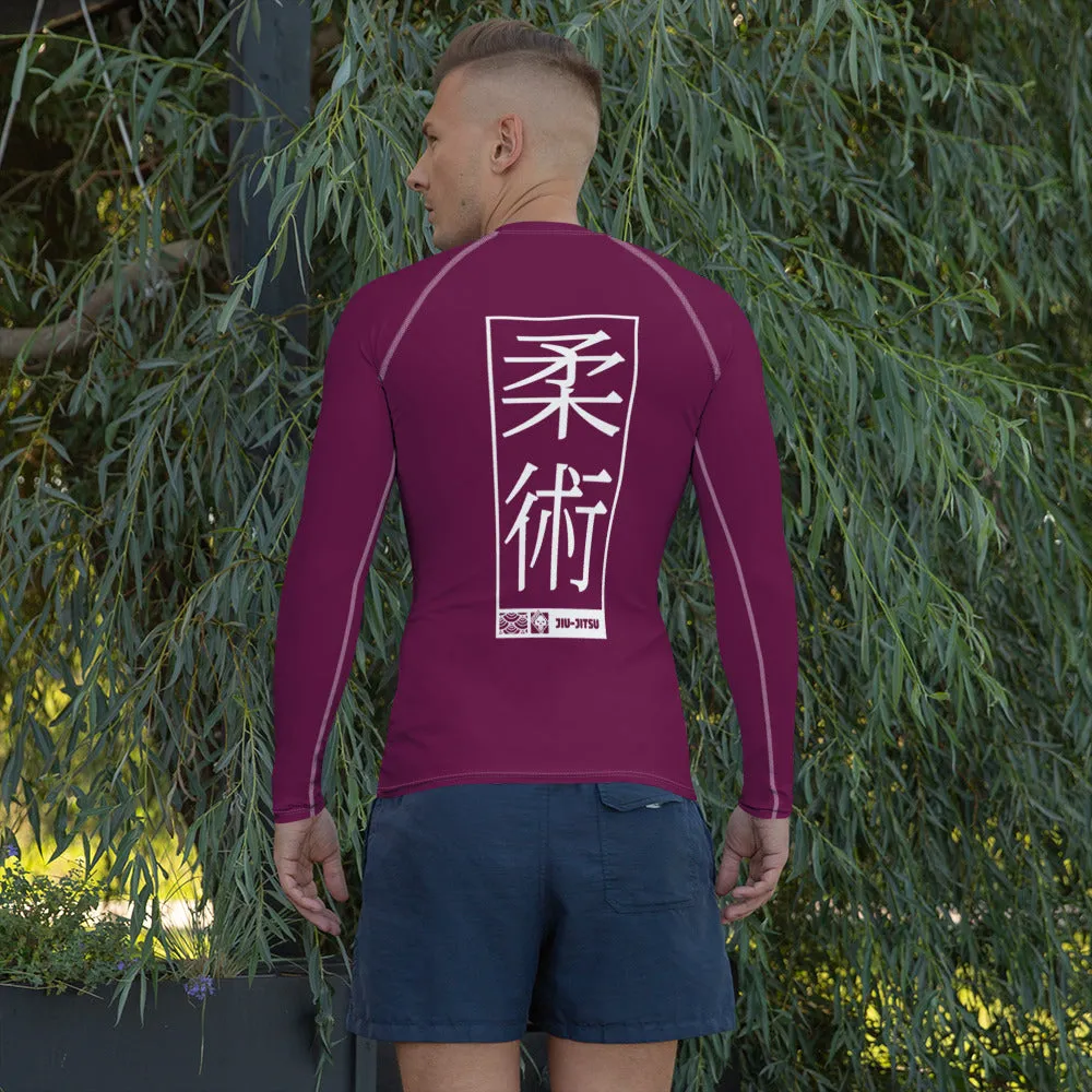 Mens Long Sleeve BJJ Rash Guard - Jiu-Jitsu 004 - Tyrian Purple