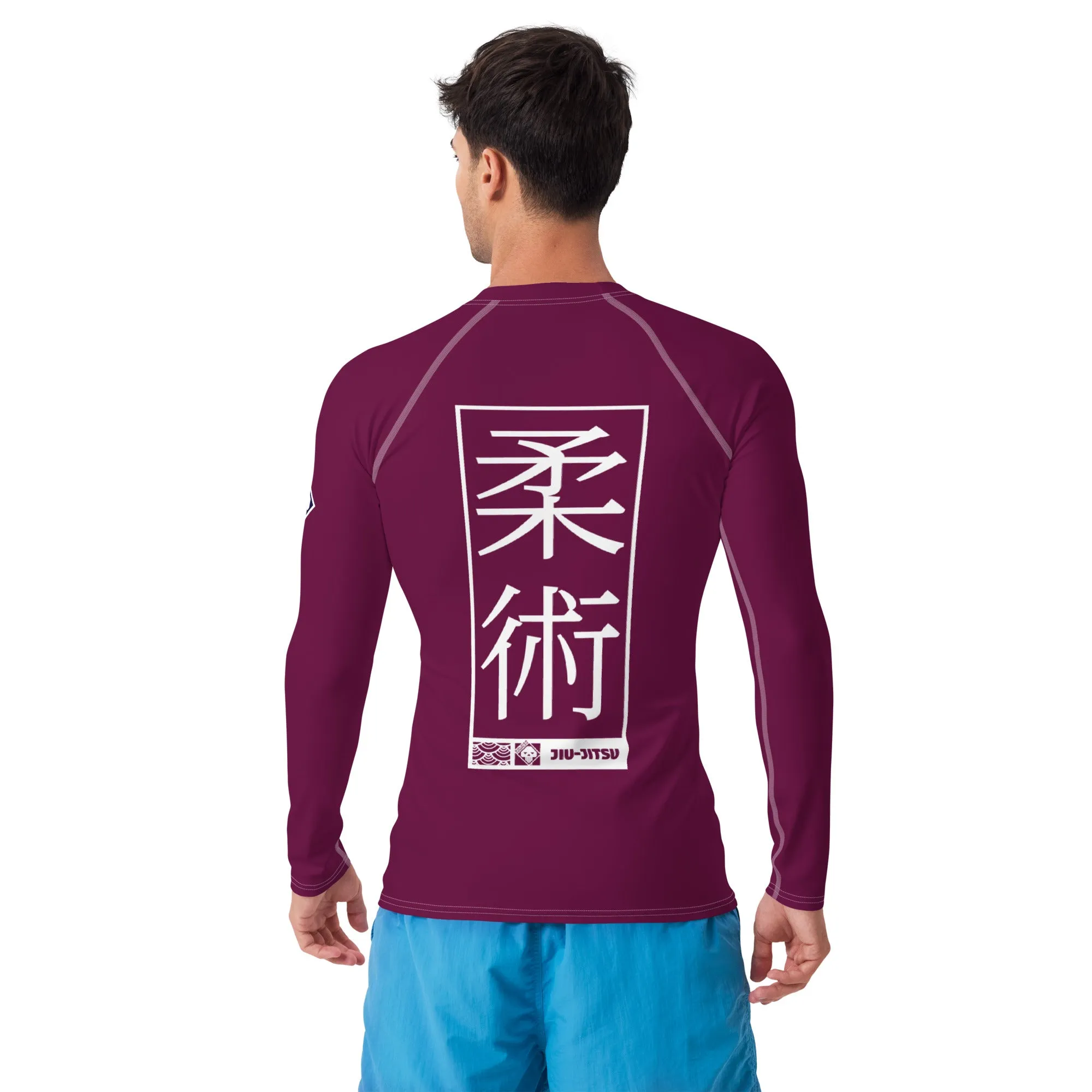 Mens Long Sleeve BJJ Rash Guard - Jiu-Jitsu 004 - Tyrian Purple