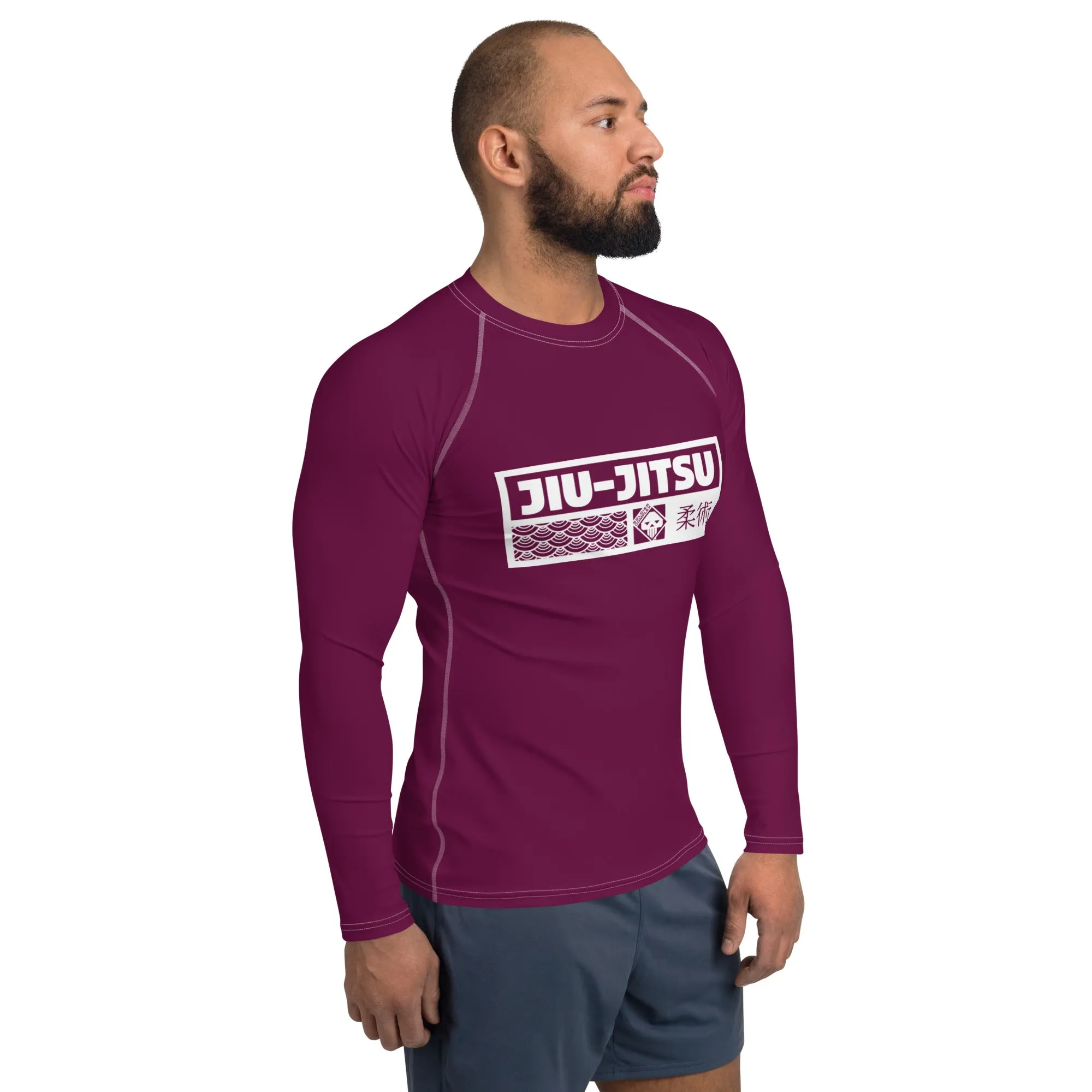 Mens Long Sleeve BJJ Rash Guard - Jiu-Jitsu 004 - Tyrian Purple