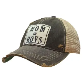 Mom Of Boys Distressed Trucker Cap