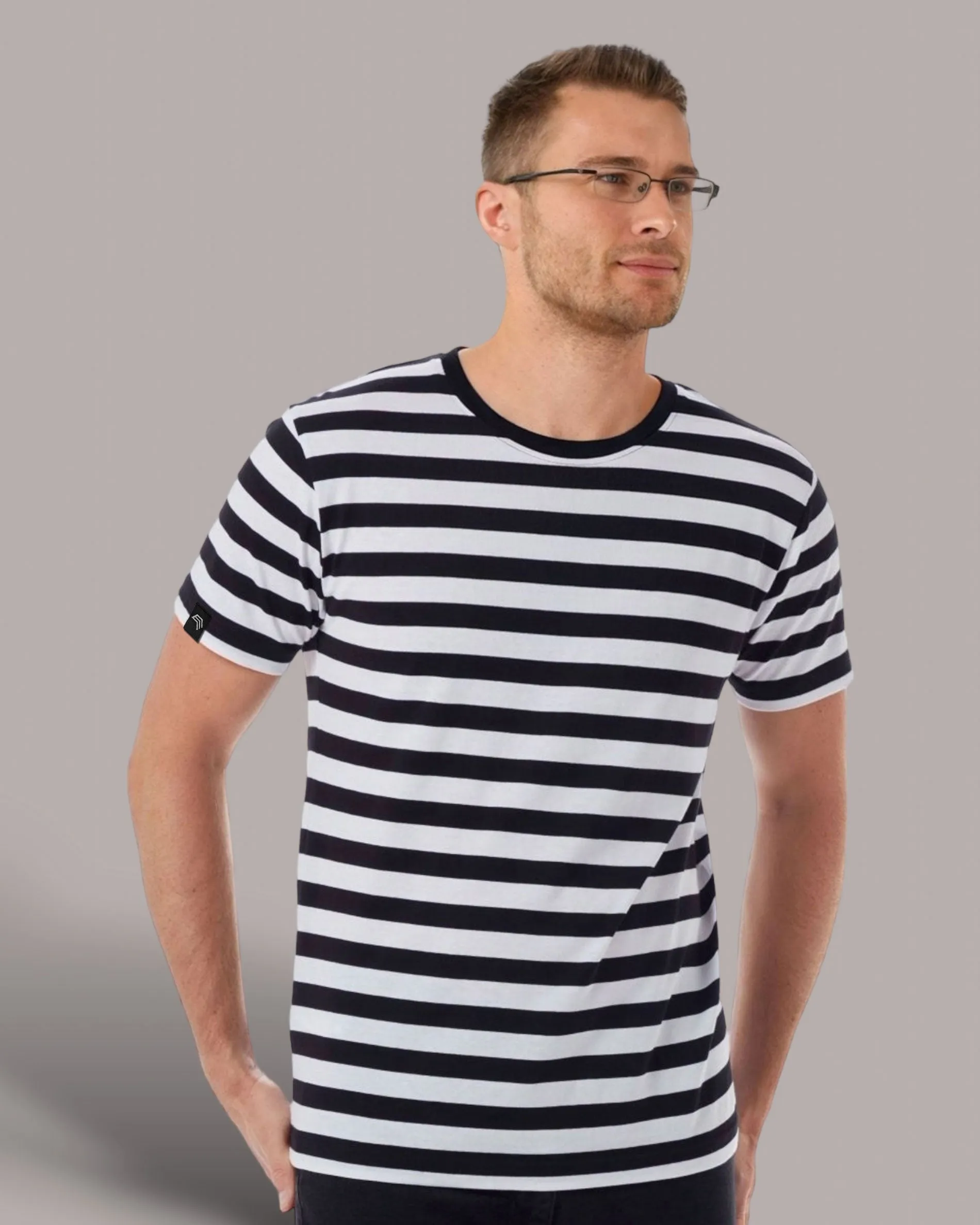 MTS M109 ― Weiches Unisex Stripy Bio-Baumwolle T-Shirt - Schwarz / Rot