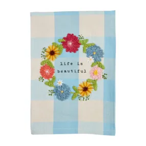 Mud Pie Life Fruity Floral Check Towel