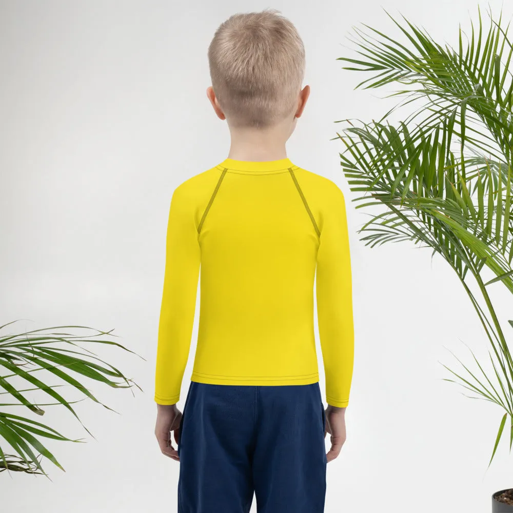 Outdoor Maverick: Kid's Solid Color Long Sleeve Rash Guards - Golden Sun