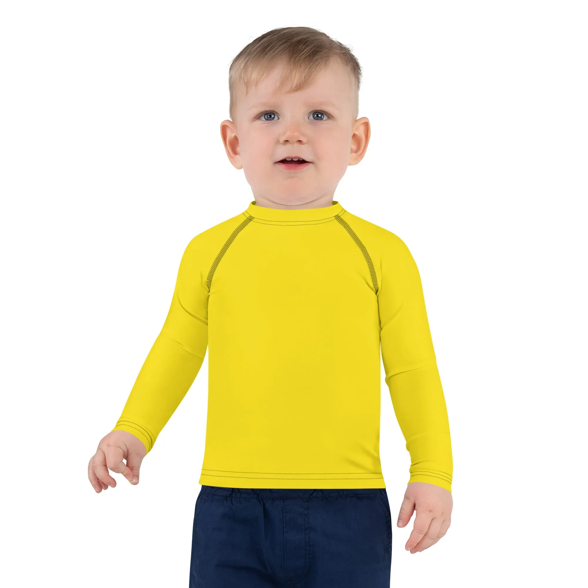 Outdoor Maverick: Kid's Solid Color Long Sleeve Rash Guards - Golden Sun