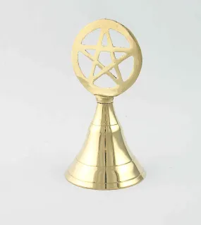 Pentacle Altar Bell, Brass-Plated, 4 inches