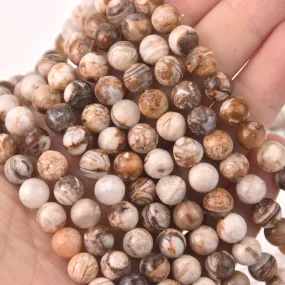 Petrified Wood Stone, 8mm Round Gemstone Beads, full strand, gem0838