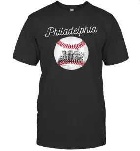 Philadelphia Baseball Philly Tshirt Ball and Skyline T-Shirt