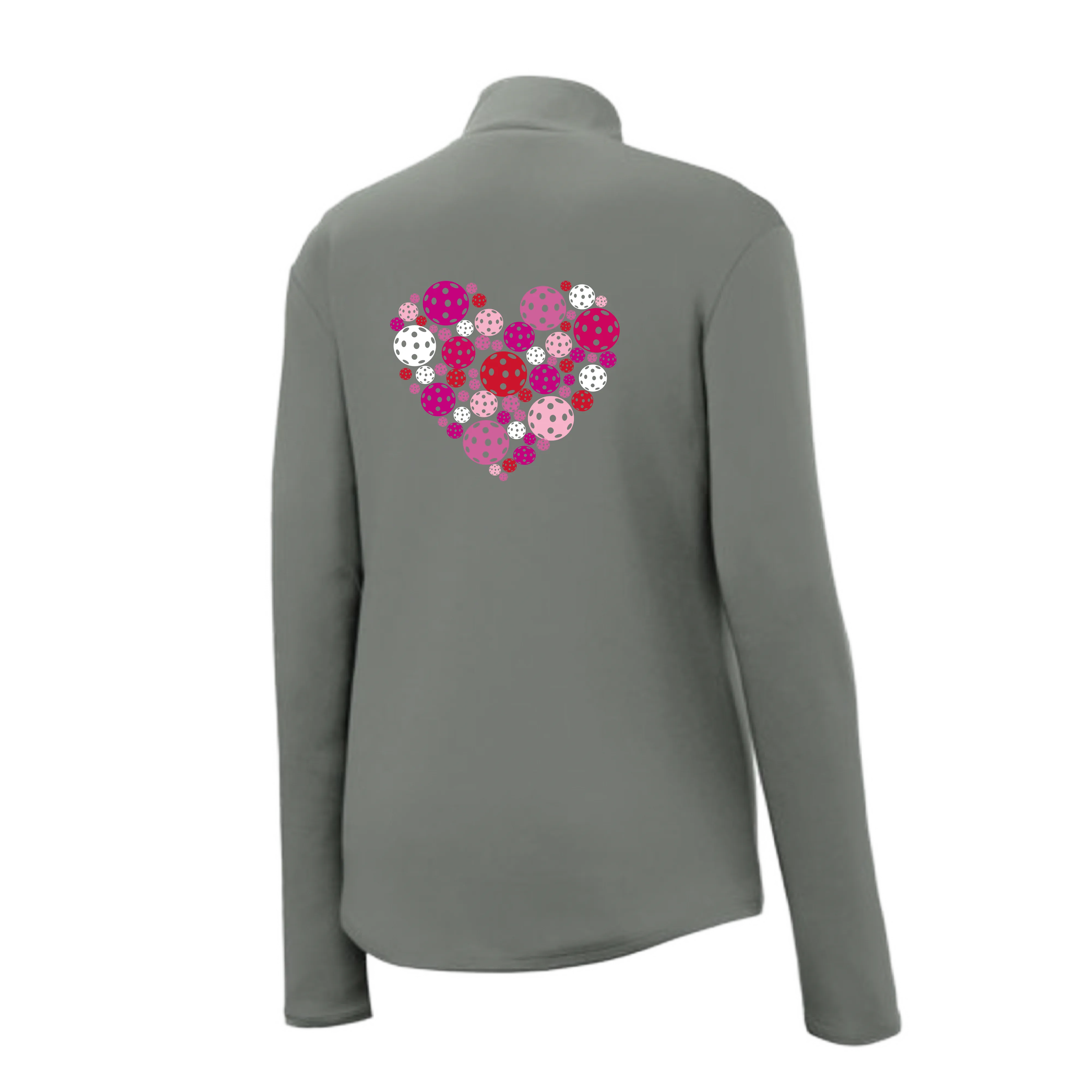 Pickleball Heart | Women's 1/4 Zip Pullover Athletic Shirt | 100% Polyester