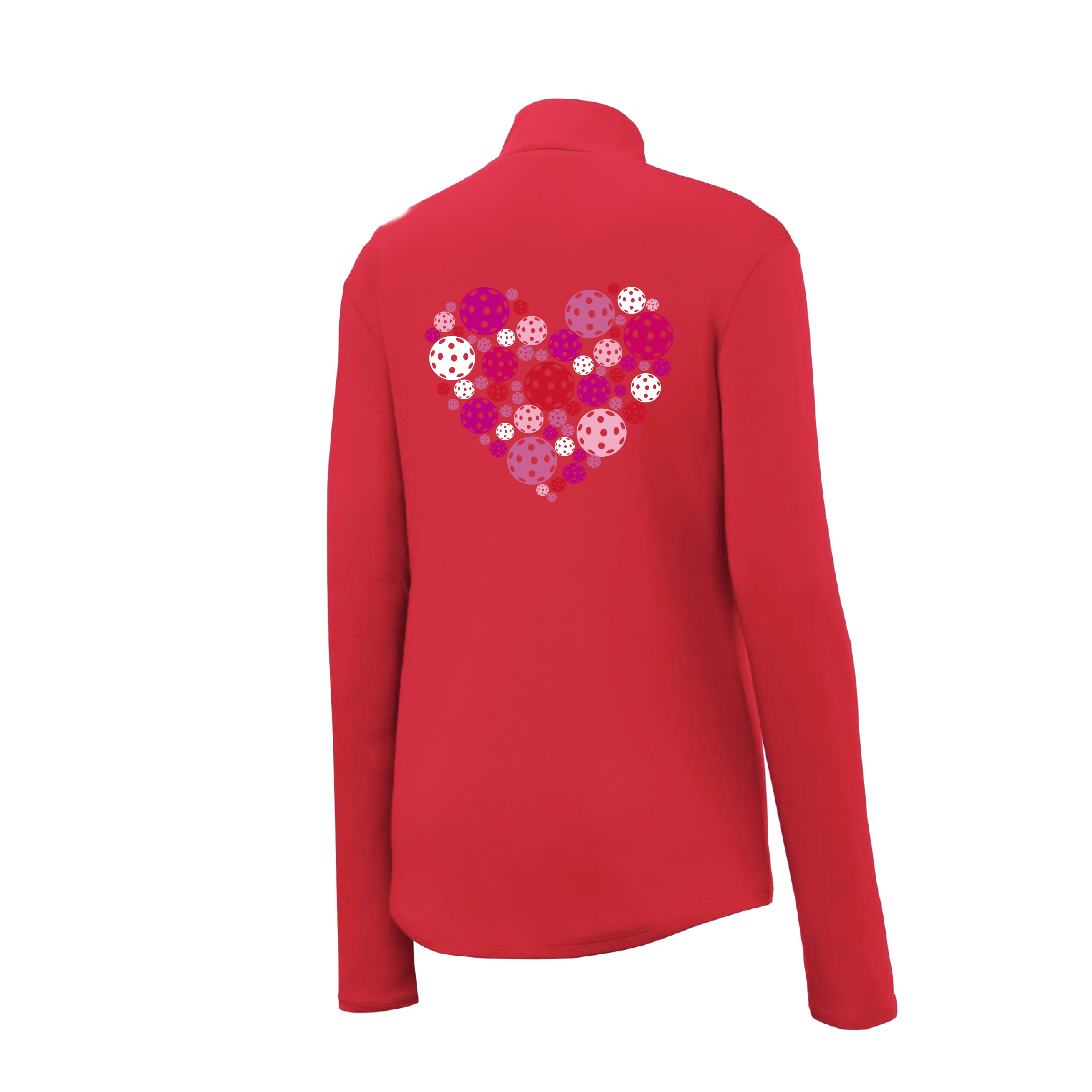 Pickleball Heart | Women's 1/4 Zip Pullover Athletic Shirt | 100% Polyester