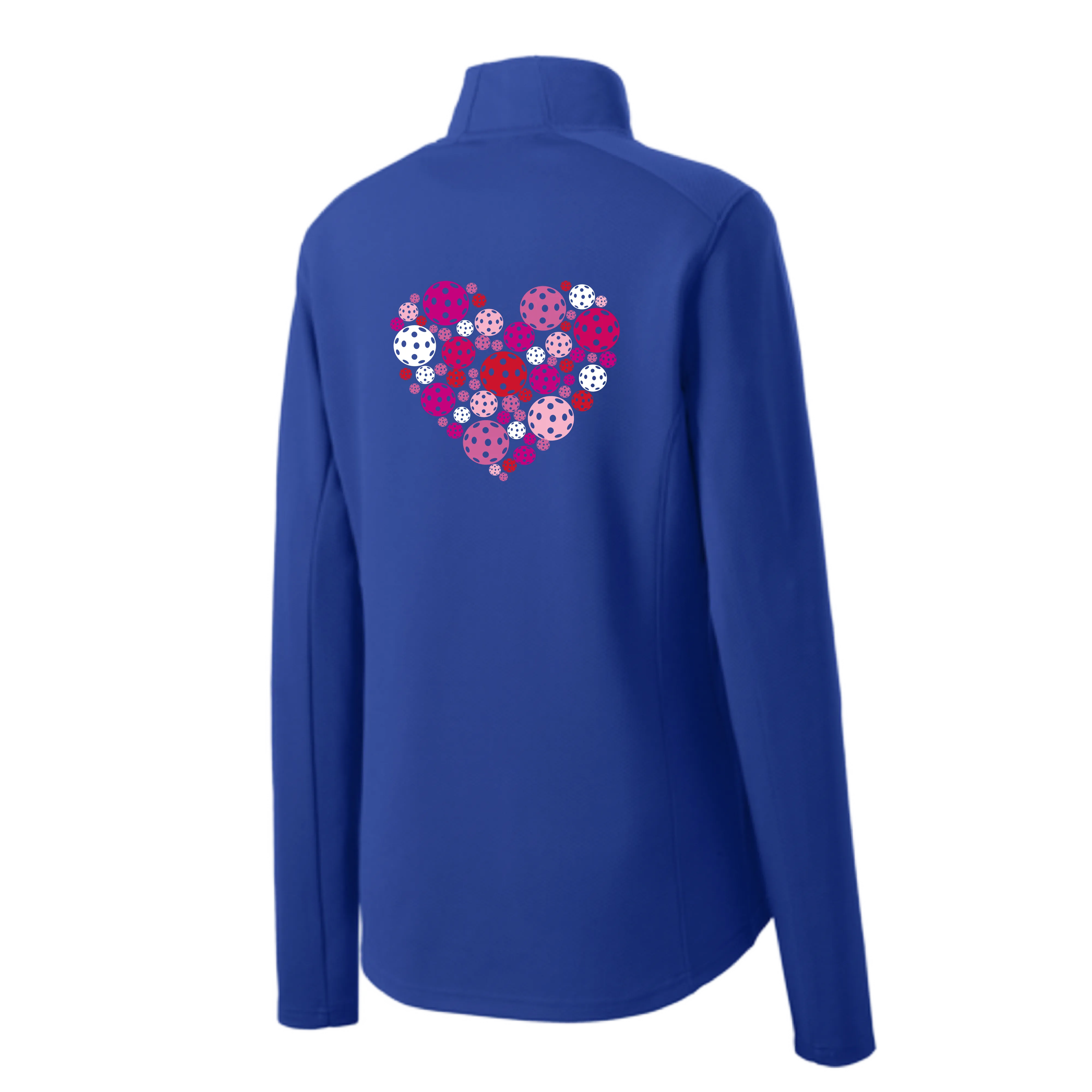 Pickleball Heart | Women's 1/4 Zip Pullover Athletic Shirt | 100% Polyester