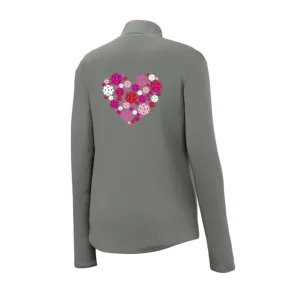 Pickleball Heart | Women's 1/4 Zip Pullover Athletic Shirt | 100% Polyester