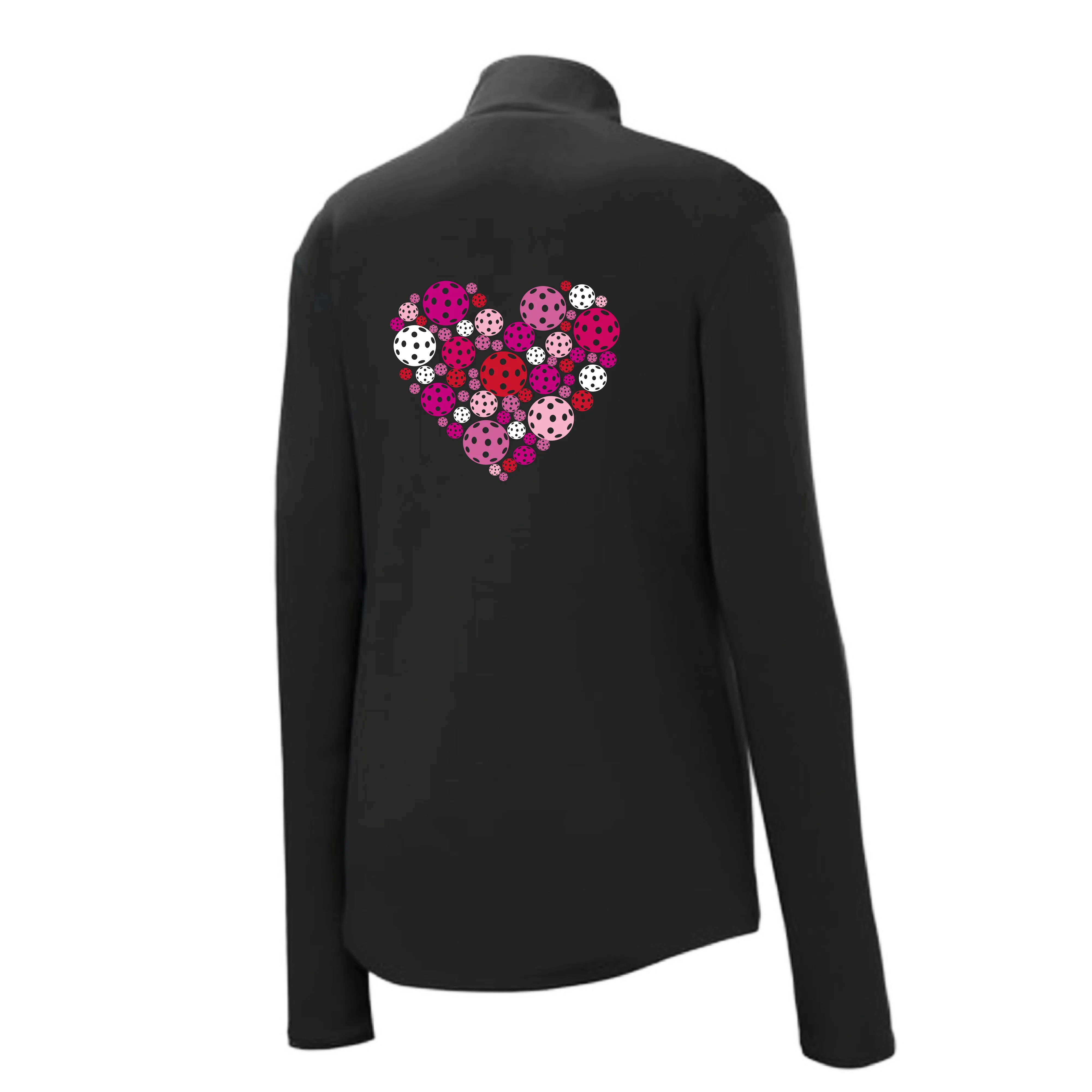 Pickleball Heart | Women's 1/4 Zip Pullover Athletic Shirt | 100% Polyester