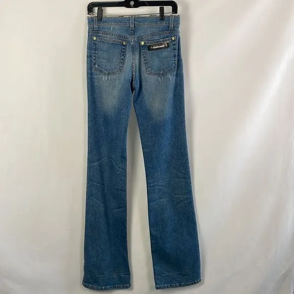 Roberto Cavali Distressed Boot Cut Denim Jeans