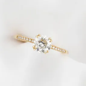 Sabrina 1ct Old Mine Cut Round Diamond Ring, 14k Yellow Gold (One of a kind)