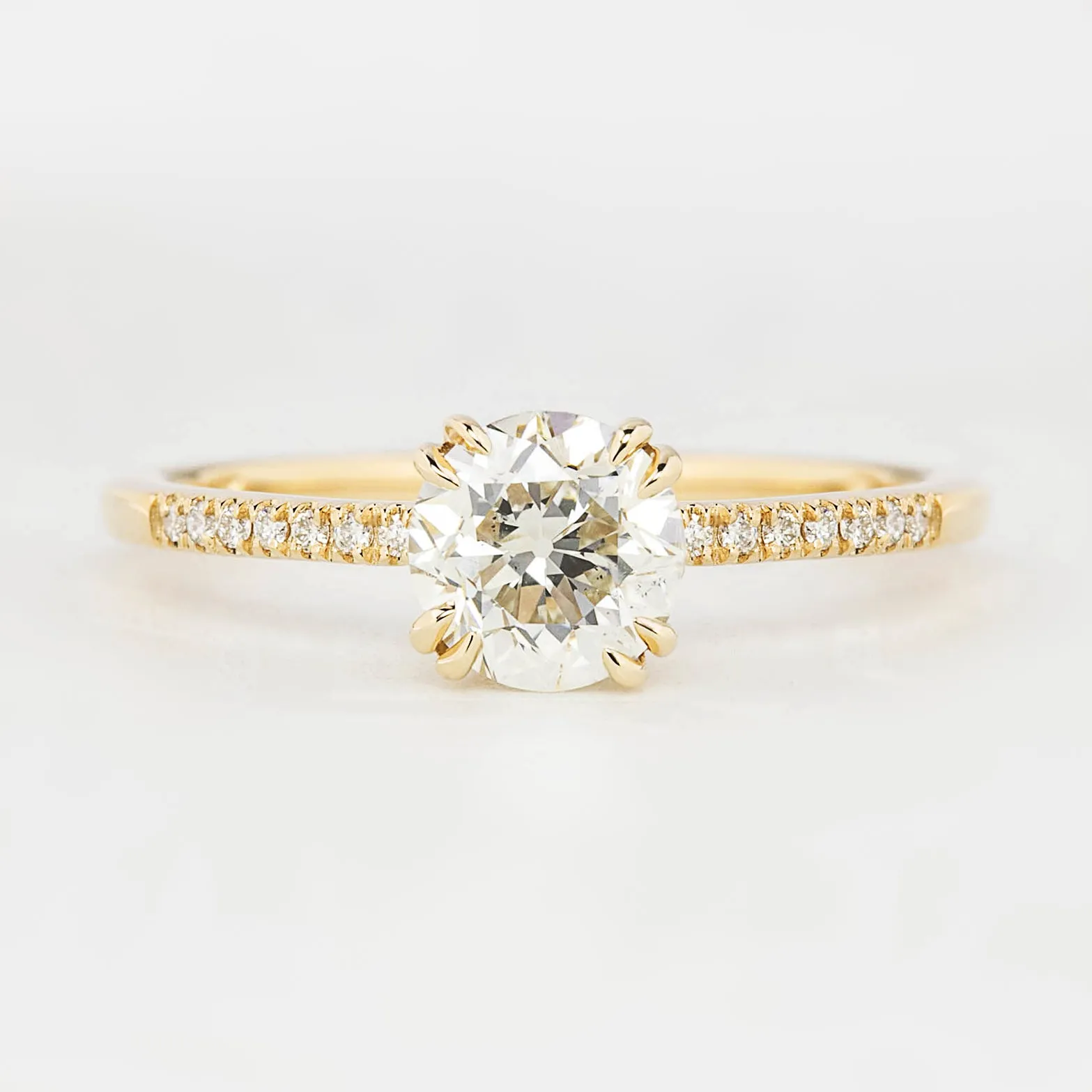 Sabrina 1ct Old Mine Cut Round Diamond Ring, 14k Yellow Gold (One of a kind)