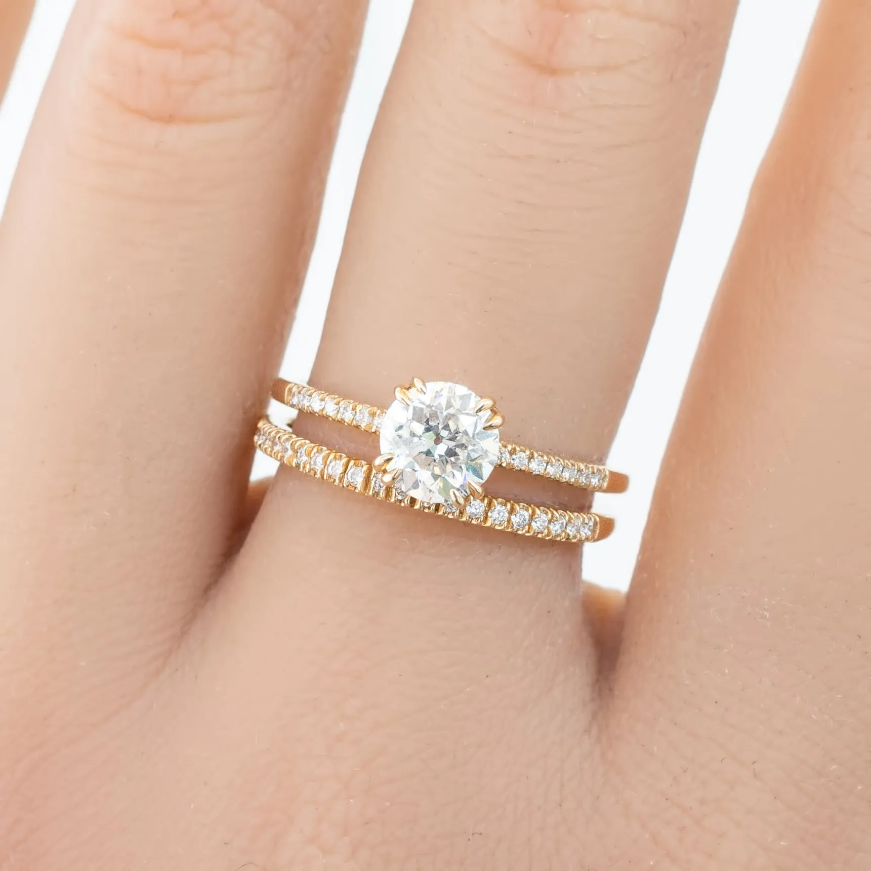 Sabrina 1ct Old Mine Cut Round Diamond Ring, 14k Yellow Gold (One of a kind)