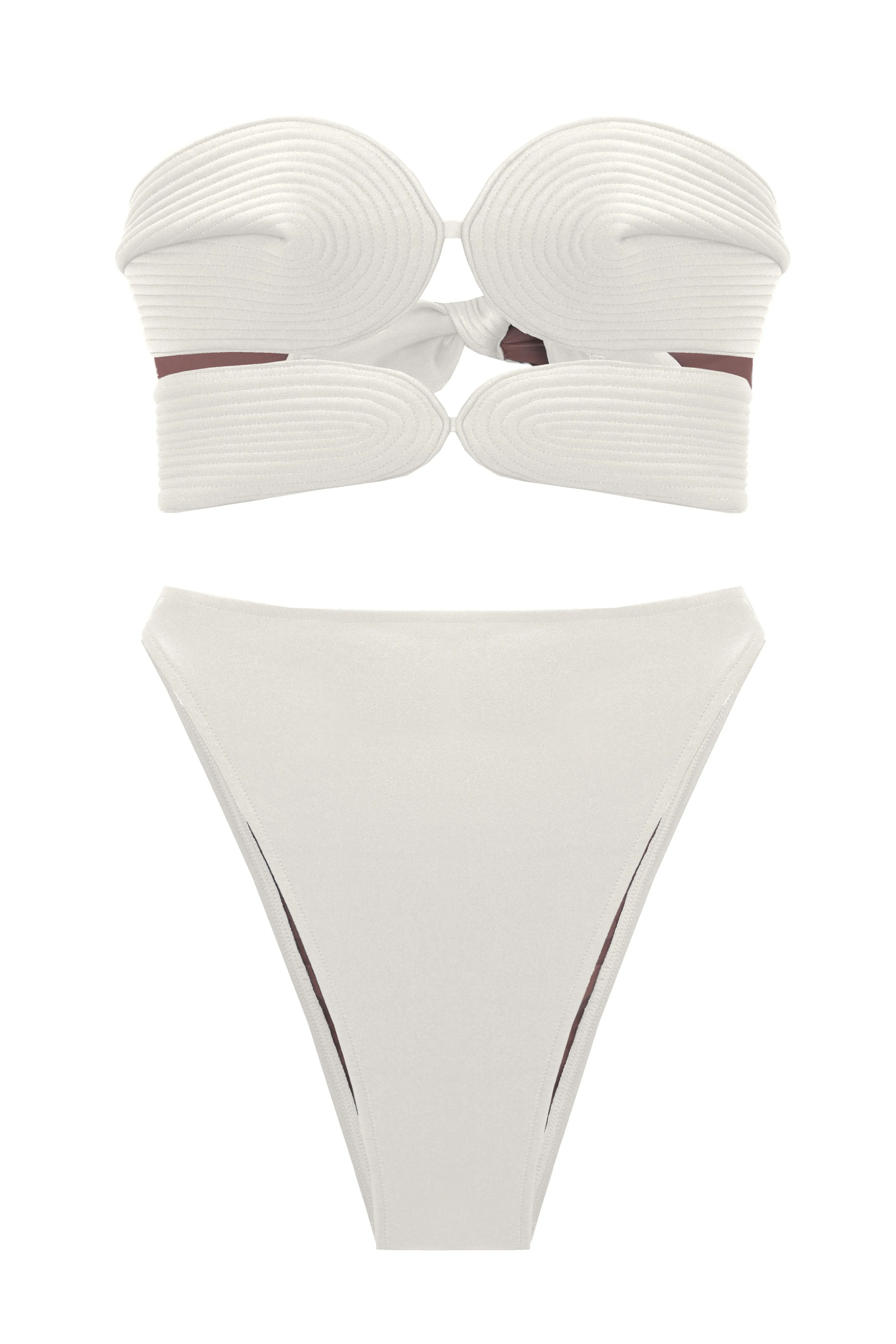 Solid High-leg Matelasse Bikini