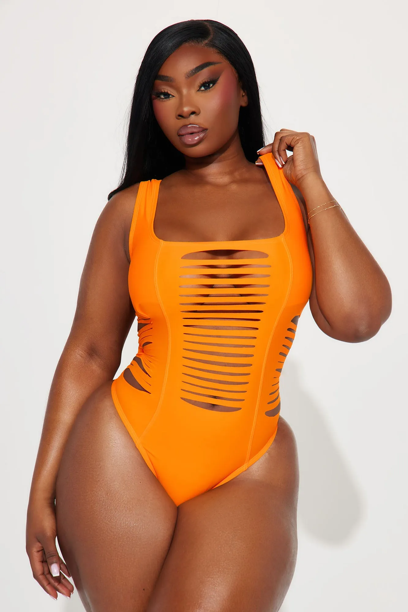 Soraya Strappy Cutout 1 Piece Swimsuit - Orange