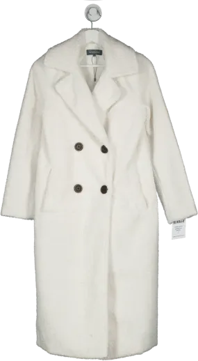 SOSANDAR White Borg Button Front Coat UK 6