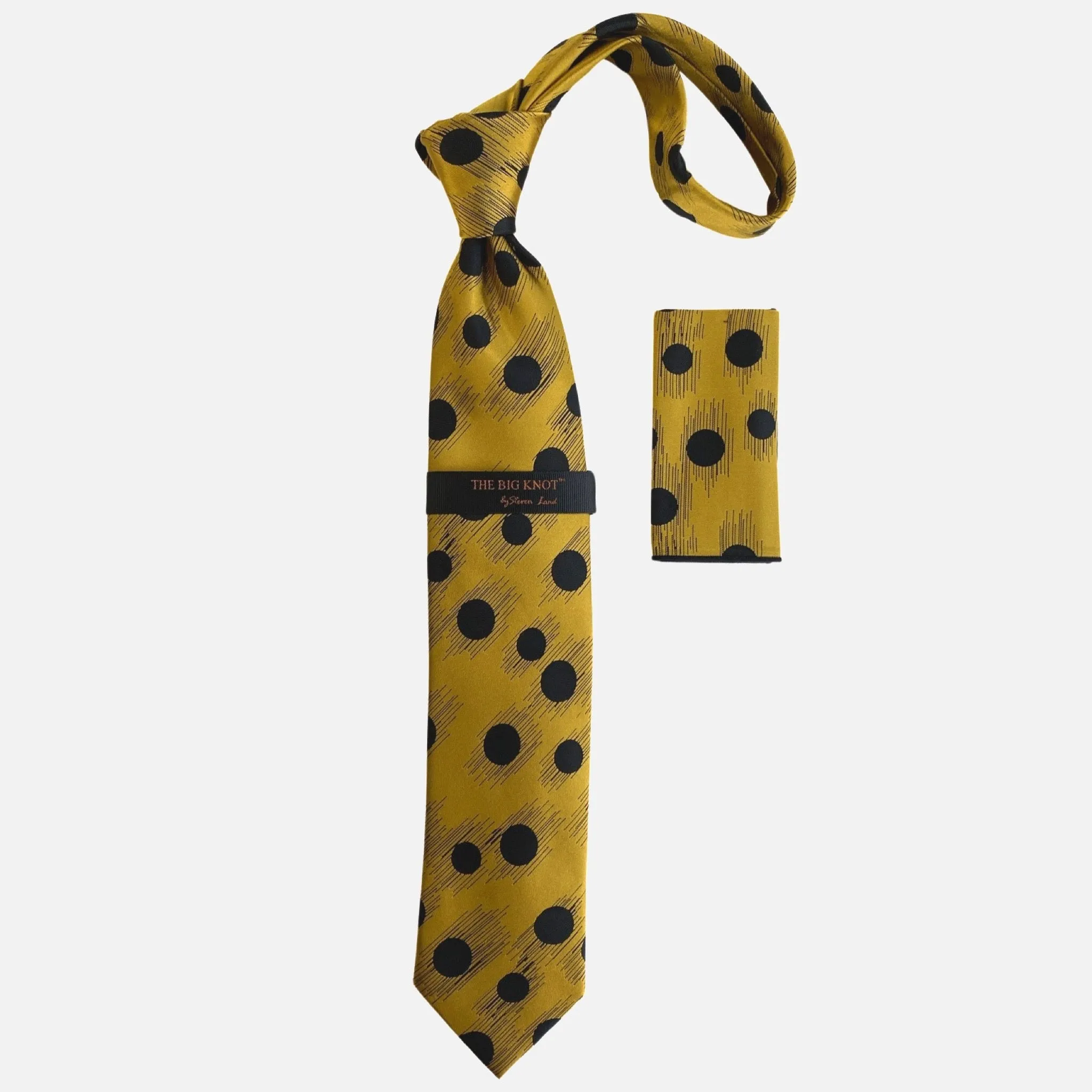 Steven Land “BW2423” Gold Dot Silk Tie and Hanky