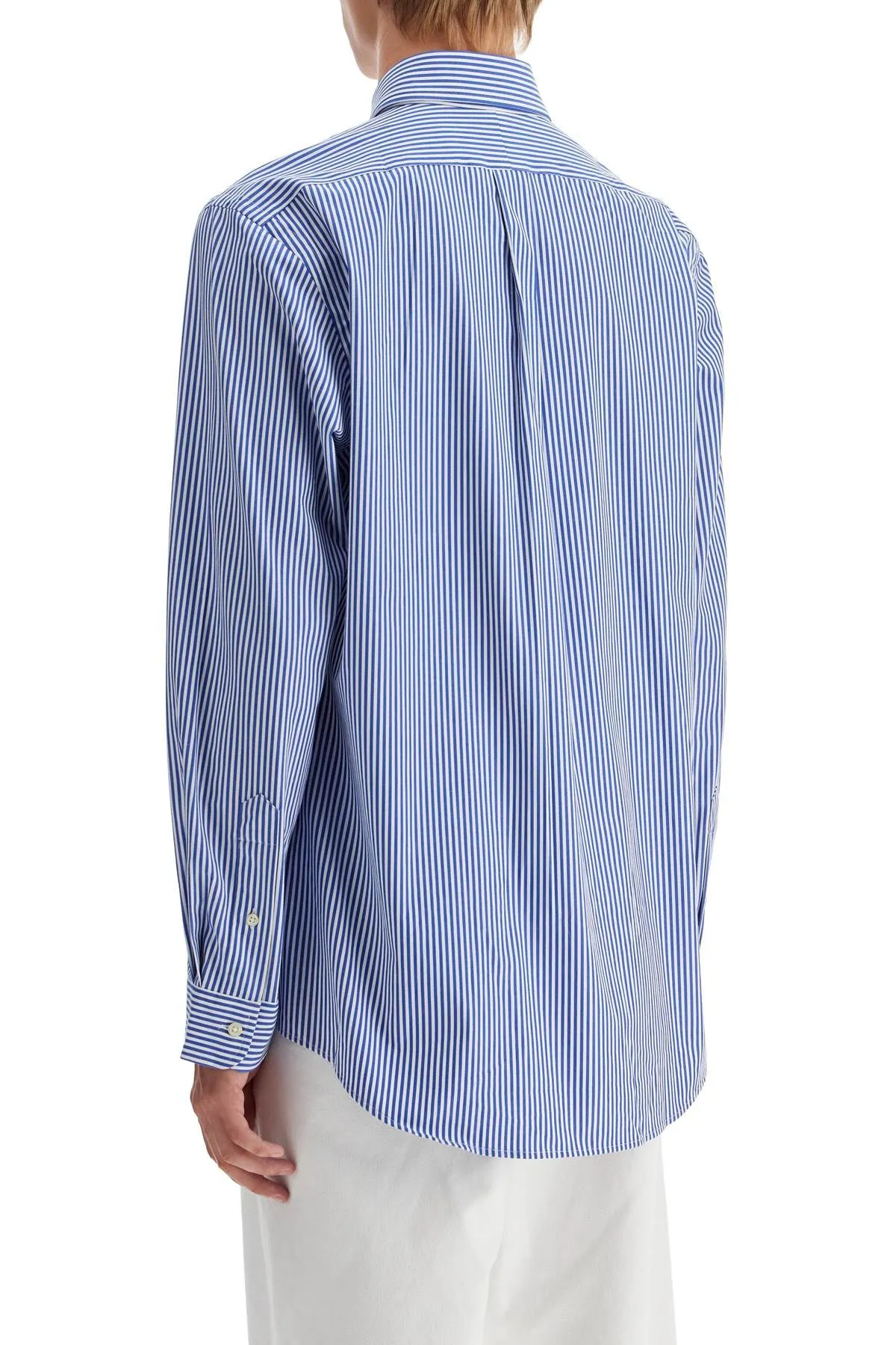 'striped stretch poplin shirt with