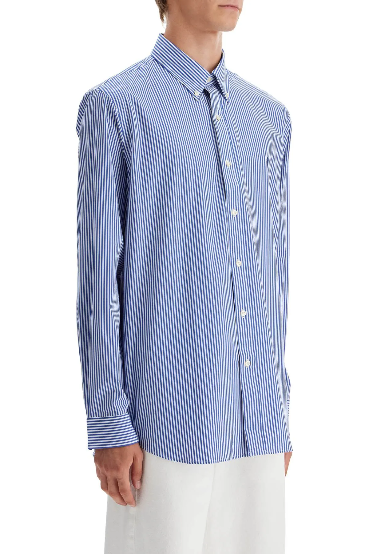 'striped stretch poplin shirt with