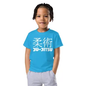 Summer Fun: Boy's Short Sleeve Classic Jiu-Jitsu Rash Guard - Cyan