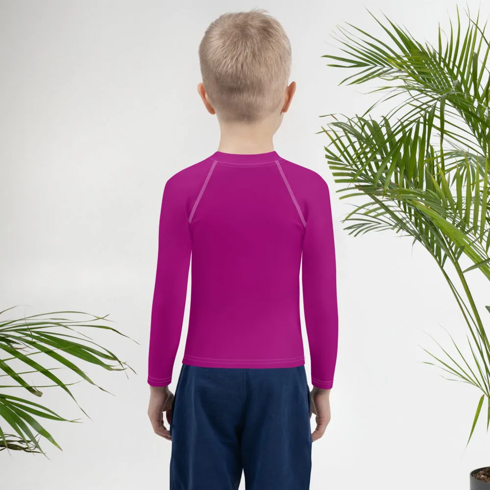 Sun-Kissed Explorer: Solid Color Rash Guards for Young Boys - Vivid Purple