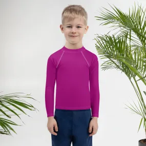 Sun-Kissed Explorer: Solid Color Rash Guards for Young Boys - Vivid Purple