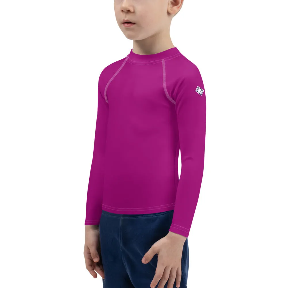 Sun-Kissed Explorer: Solid Color Rash Guards for Young Boys - Vivid Purple