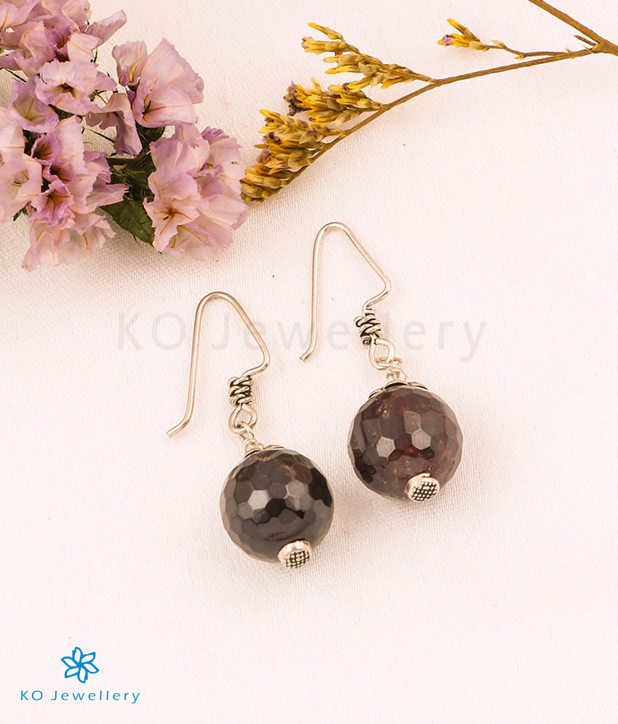 The Garnet Silver Gemstone Earring